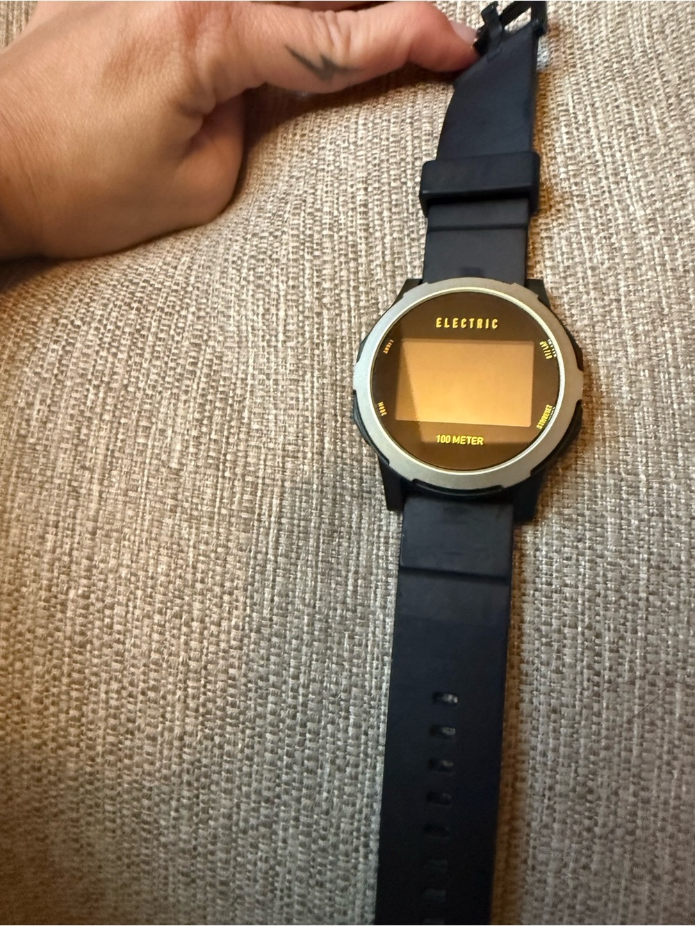 Electric Family Black Digital Dive-Style Watch with Silver Bezel